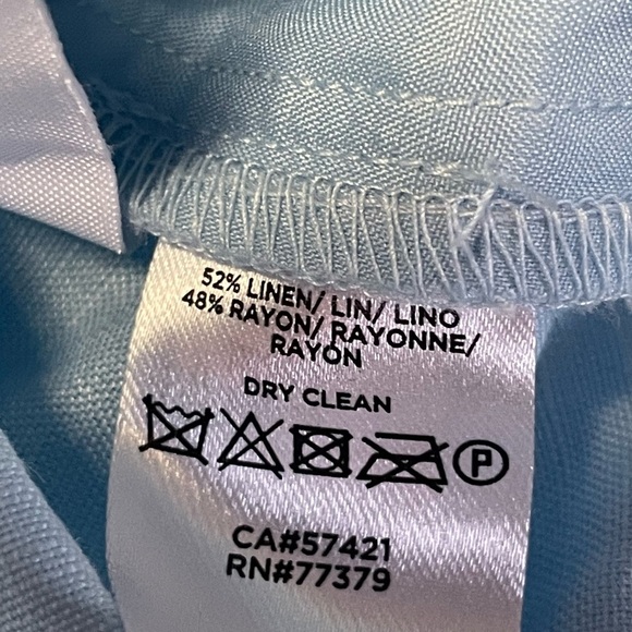 NEW Ann Taylor Pant Womens Medium Blue Linen High Elastic Waist Wide Leg Palazzo - Picture 9 of 9